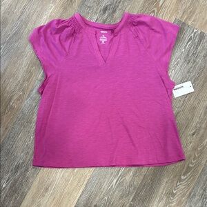 Sonoma Magenta V-Notch Short Sleeve Top
